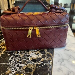 Bottega Veneta Woven Leather Box Bag with Gold Accents